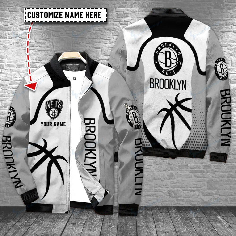 Brooklyn Nets Personalized Bomber Jacket BG258
