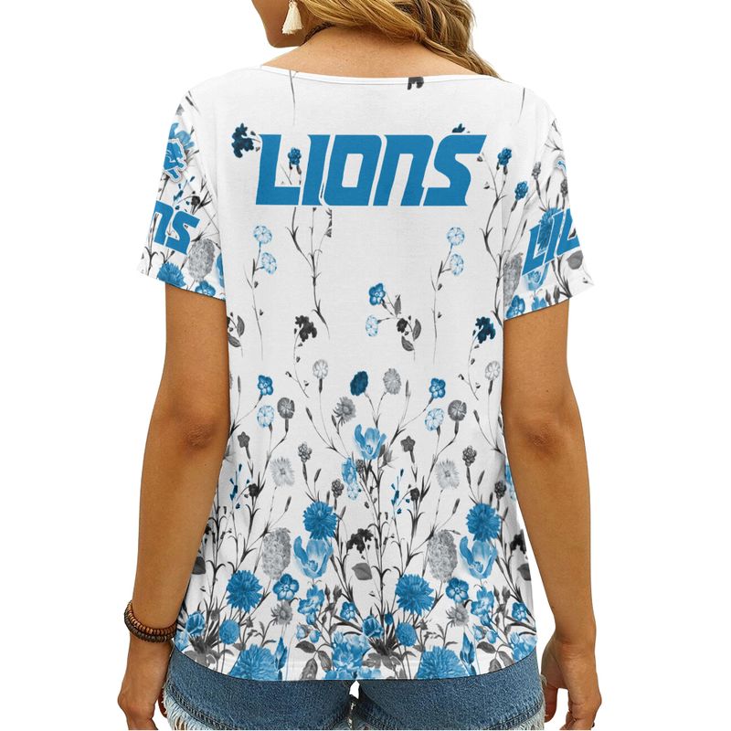 Detroit Lions Personalized V-neck Women T-shirt