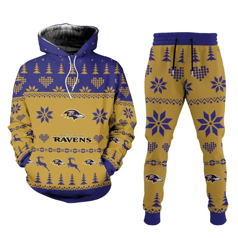 Baltimore Ravens Christmas Patterns Hoodie and Joggers
