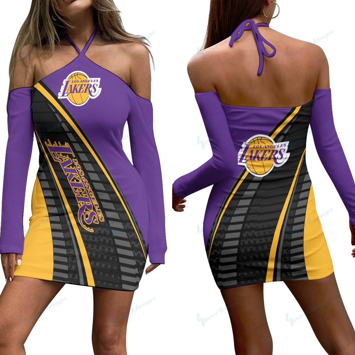 Los Angeles Lakers Halter Lace-up Dress 004