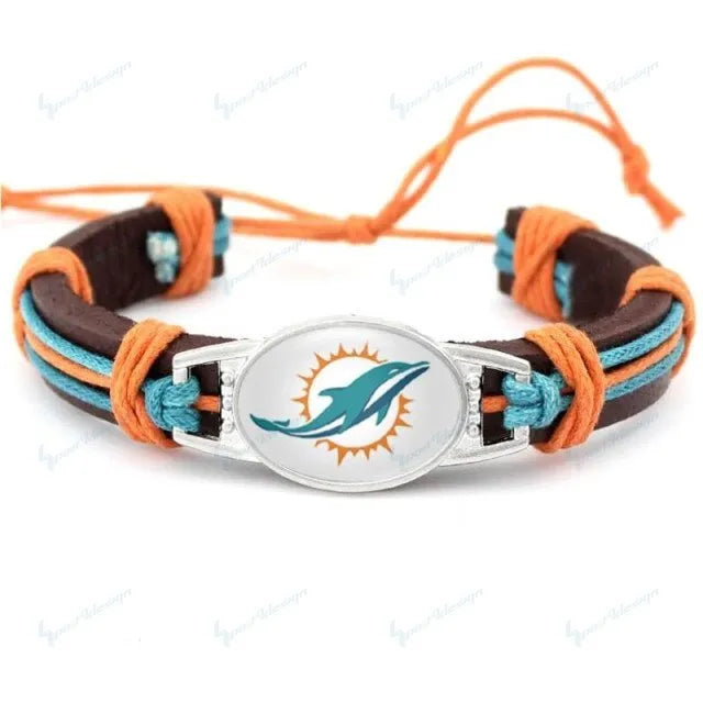 Miami Dolphins Leather Bracelets