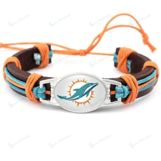 Miami Dolphins Leather Bracelets