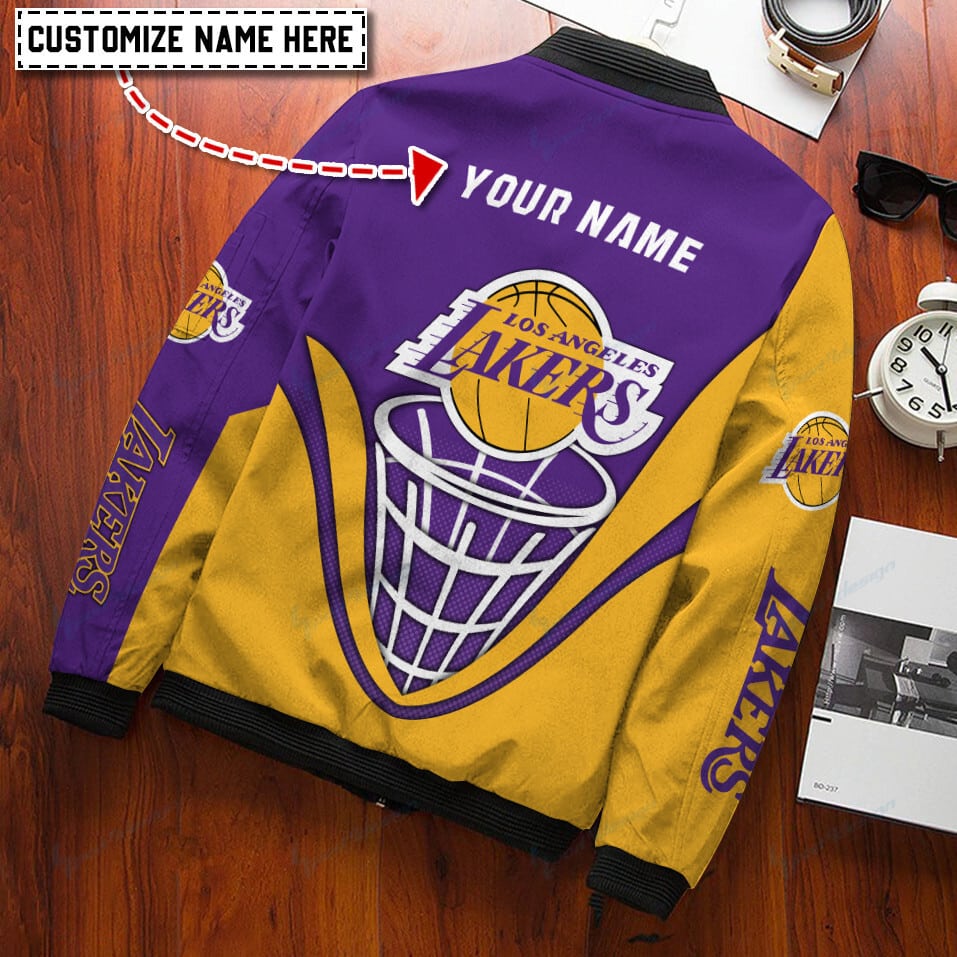 Los Angeles Lakers Personalized Bomber Jacket BG35