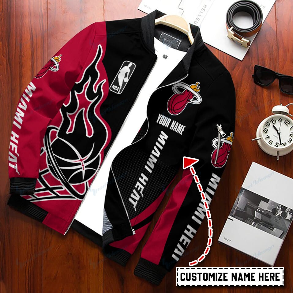 Miami Heat Personalized Bomber Jacket BG36