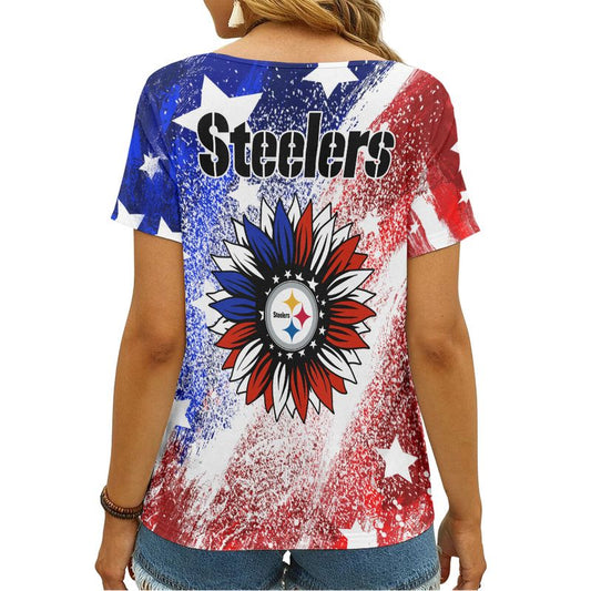 Pittsburgh Steelers V-neck Women T-shirt