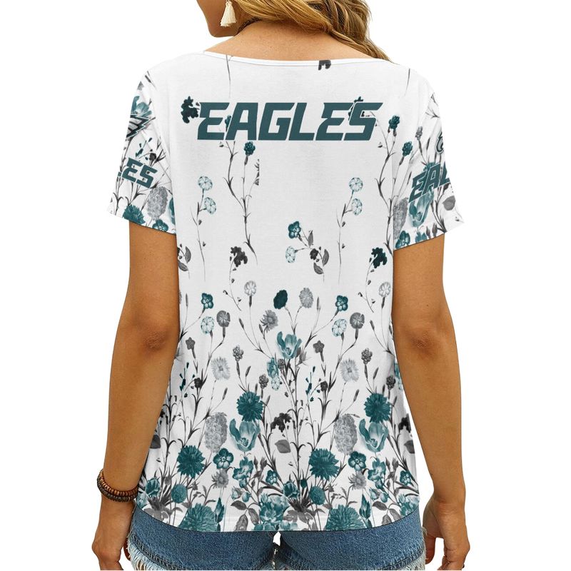Philadelphia Eagles Personalized V-neck Women T-shirt