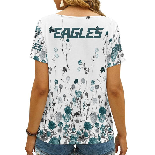 Philadelphia Eagles Personalized V-neck Women T-shirt