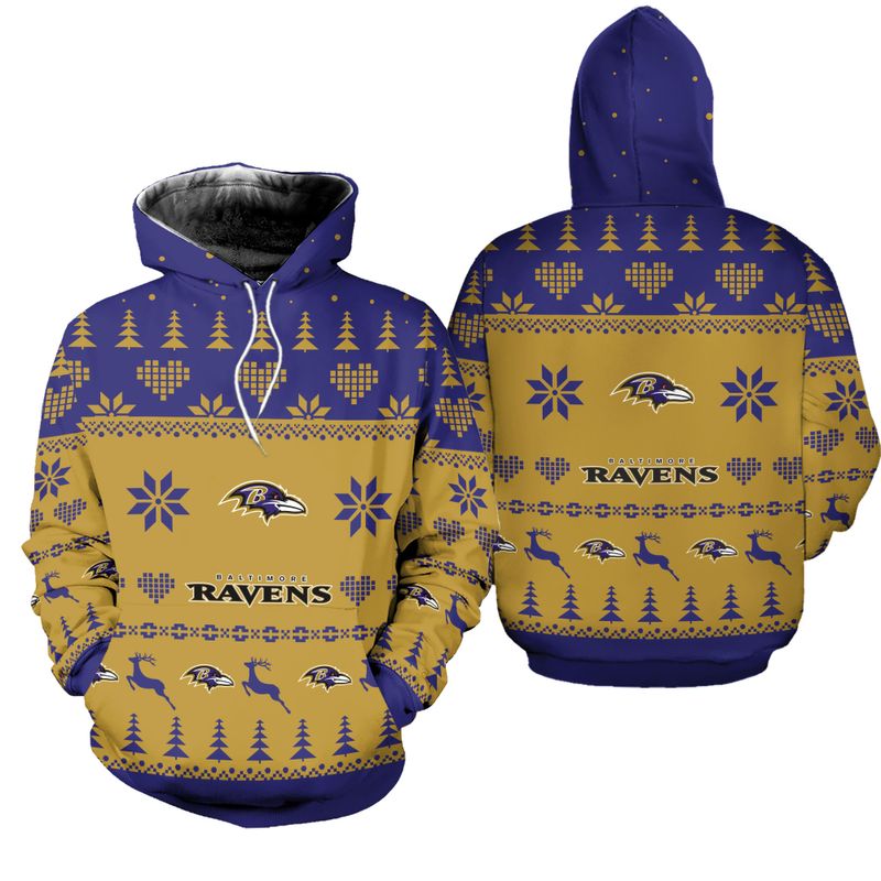 Baltimore Ravens Christmas Patterns Hoodie and Joggers