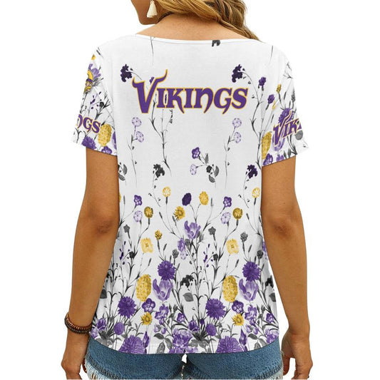 Minnesota Vikings Personalized V-neck Women T-shirt