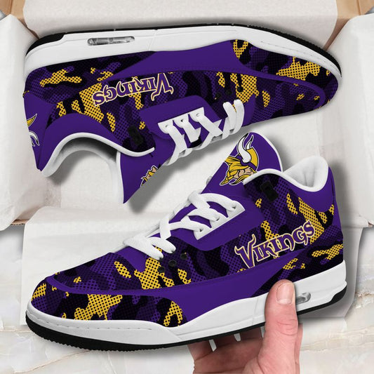 Minnesota Vikings Camo Pattern White Genuine Leather JD03 Shoes Men and Women AZBTAJ3000080
