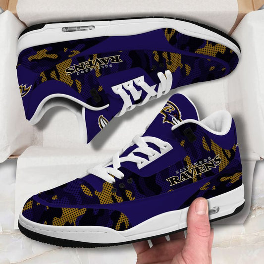 Baltimore Ravens Camo Pattern White Genuine Leather JD03 Shoes Men and Women AZBTAJ3000090