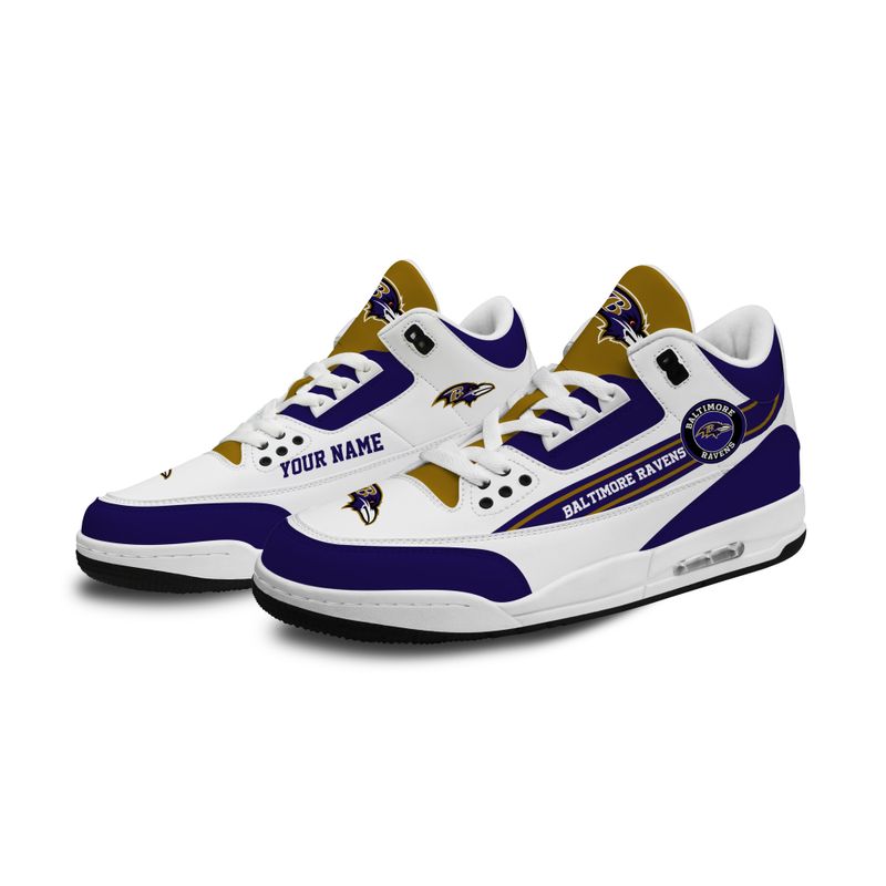 Baltimore Ravens Basic White Genuine Leather JD03 Shoes Men and Women AZBTAJ3000150