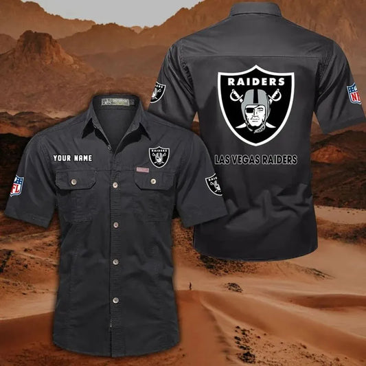 Las Vegas Raiders Men’s Short Sleeve Cargo Shirts New 2025 AZBT2DCGS000049