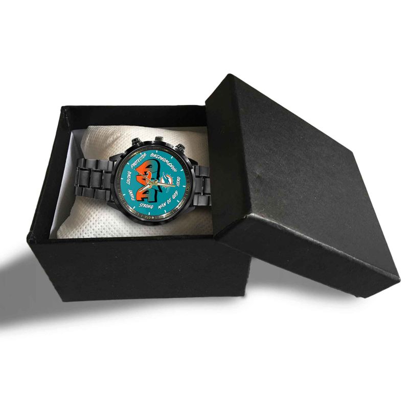 Miami Dolphins Limited Edition Black Stainless Steel Watch For Father’s Day AZBTWA000006