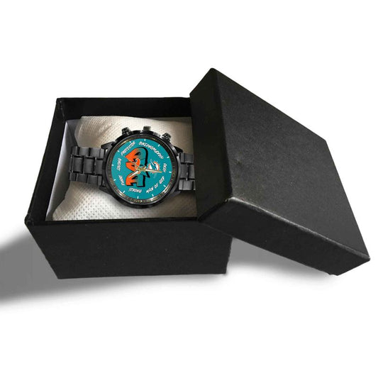 Miami Dolphins Limited Edition Black Stainless Steel Watch For Father’s Day AZBTWA000006
