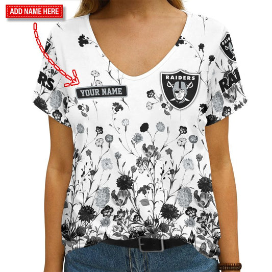 Las Vegas Raiders Personalized V-neck Women T-shirt