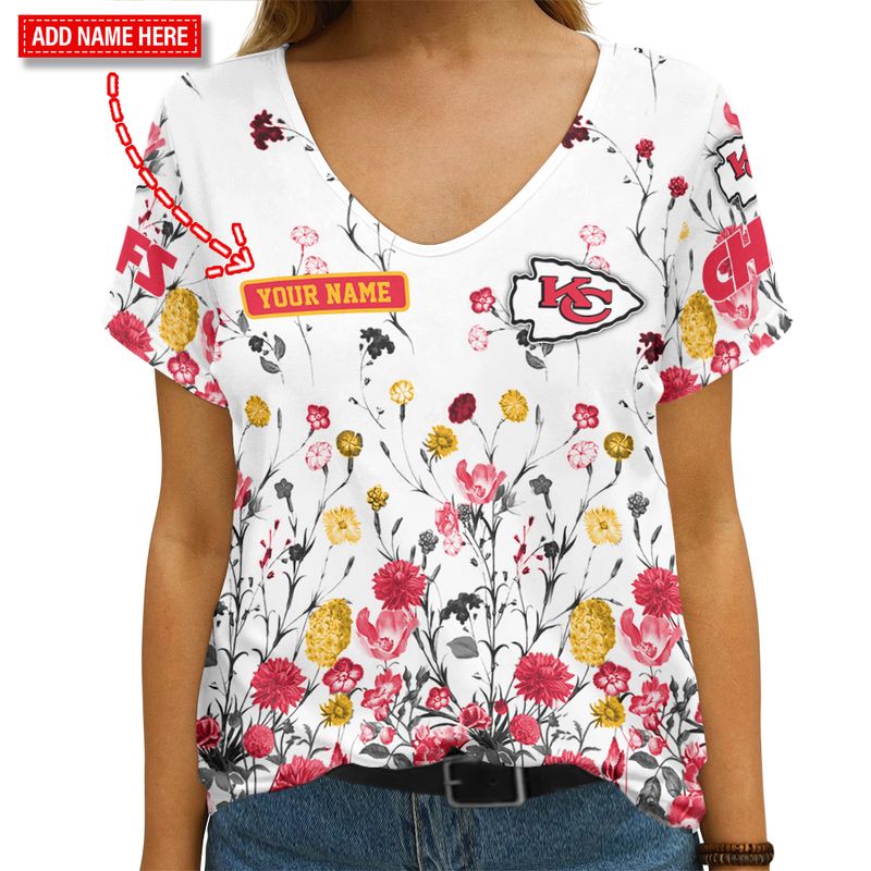 Kansas City Chiefs Personalized V-neck Women T-shirt