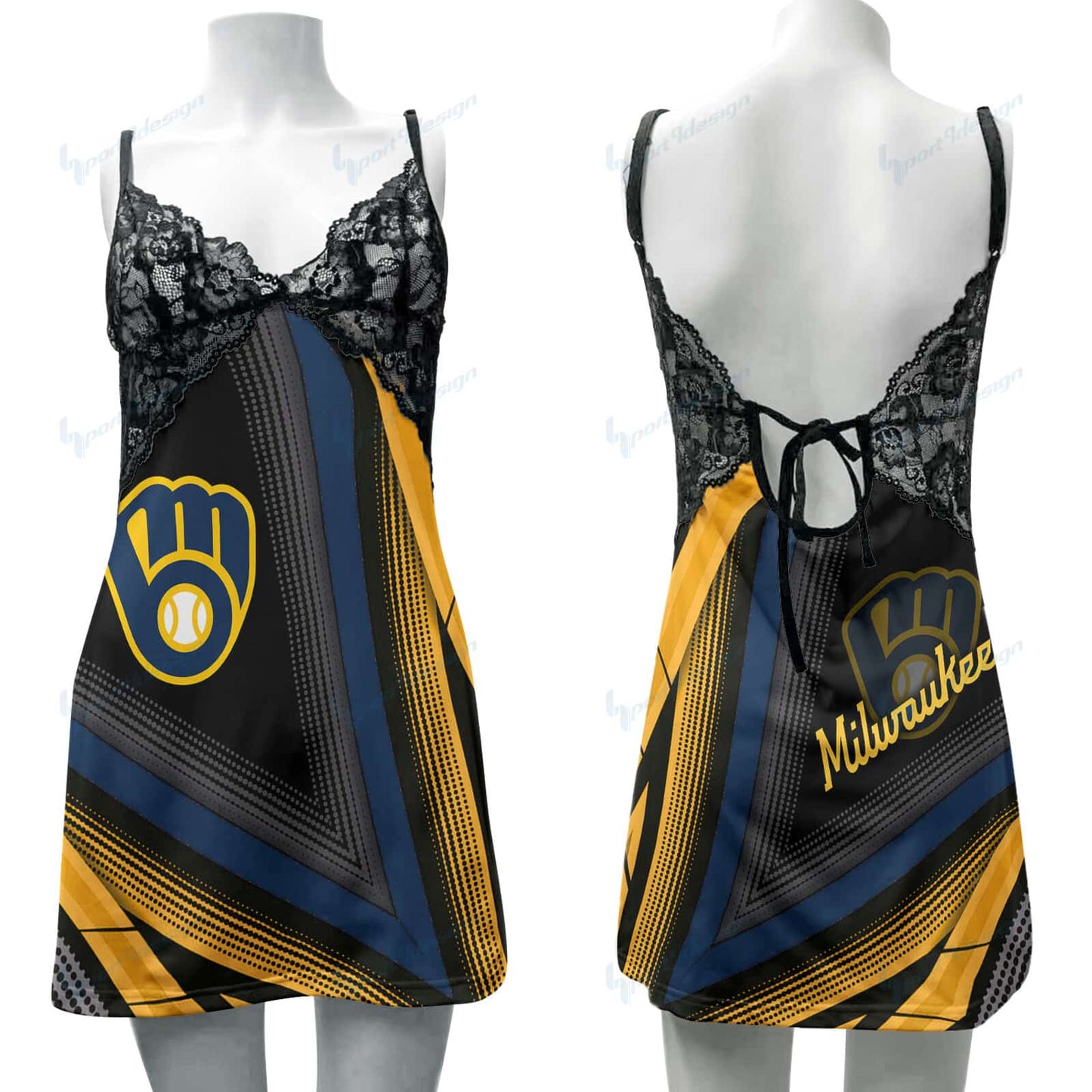 Milwaukee Brewers Lace Back Strap Slip Dress 476