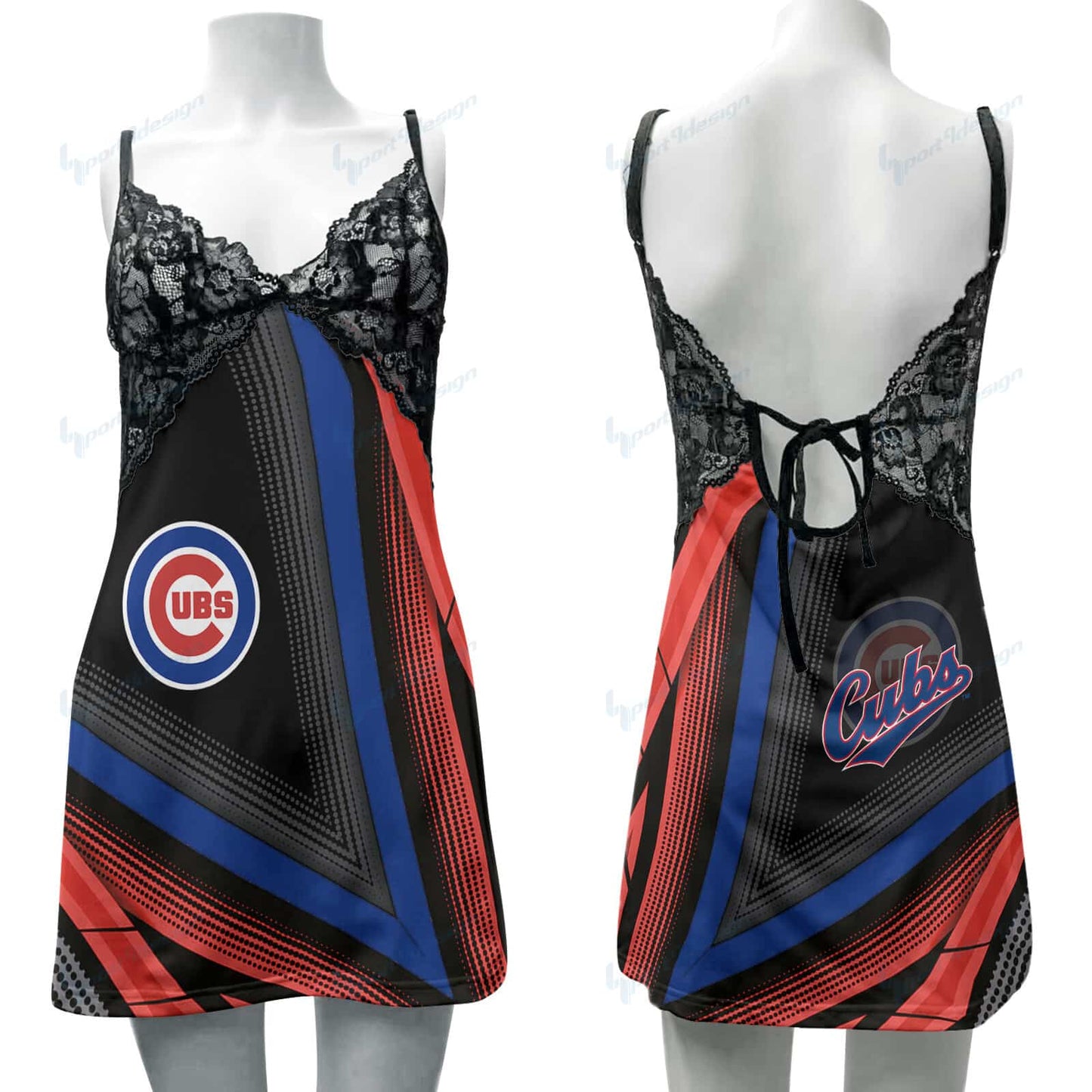 Chicago Cubs Lace Back Strap Slip Dress 473