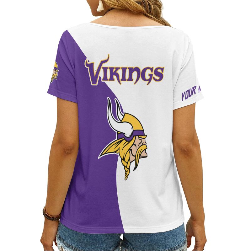 Minnesota Vikings Personalized V-neck Women T-shirt