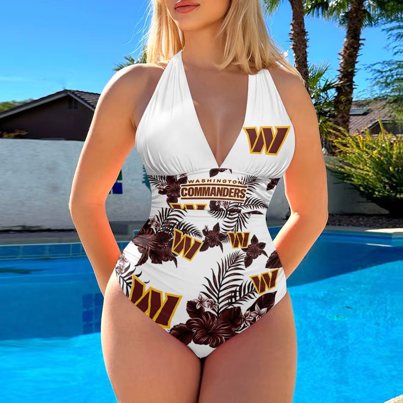 Washington Commanders Halter Neck One Piece Swimsuit 046
