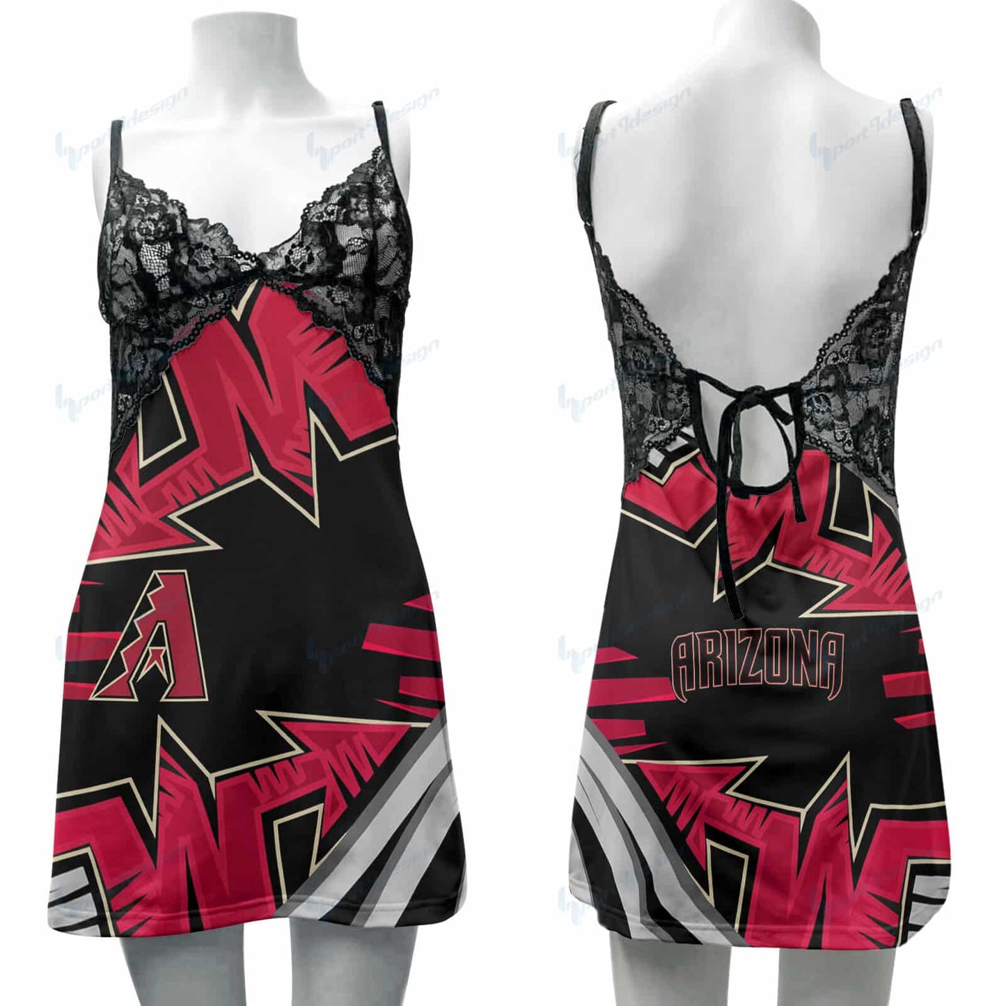 Arizona Diamondbacks Lace Back Strap Slip Dress 465