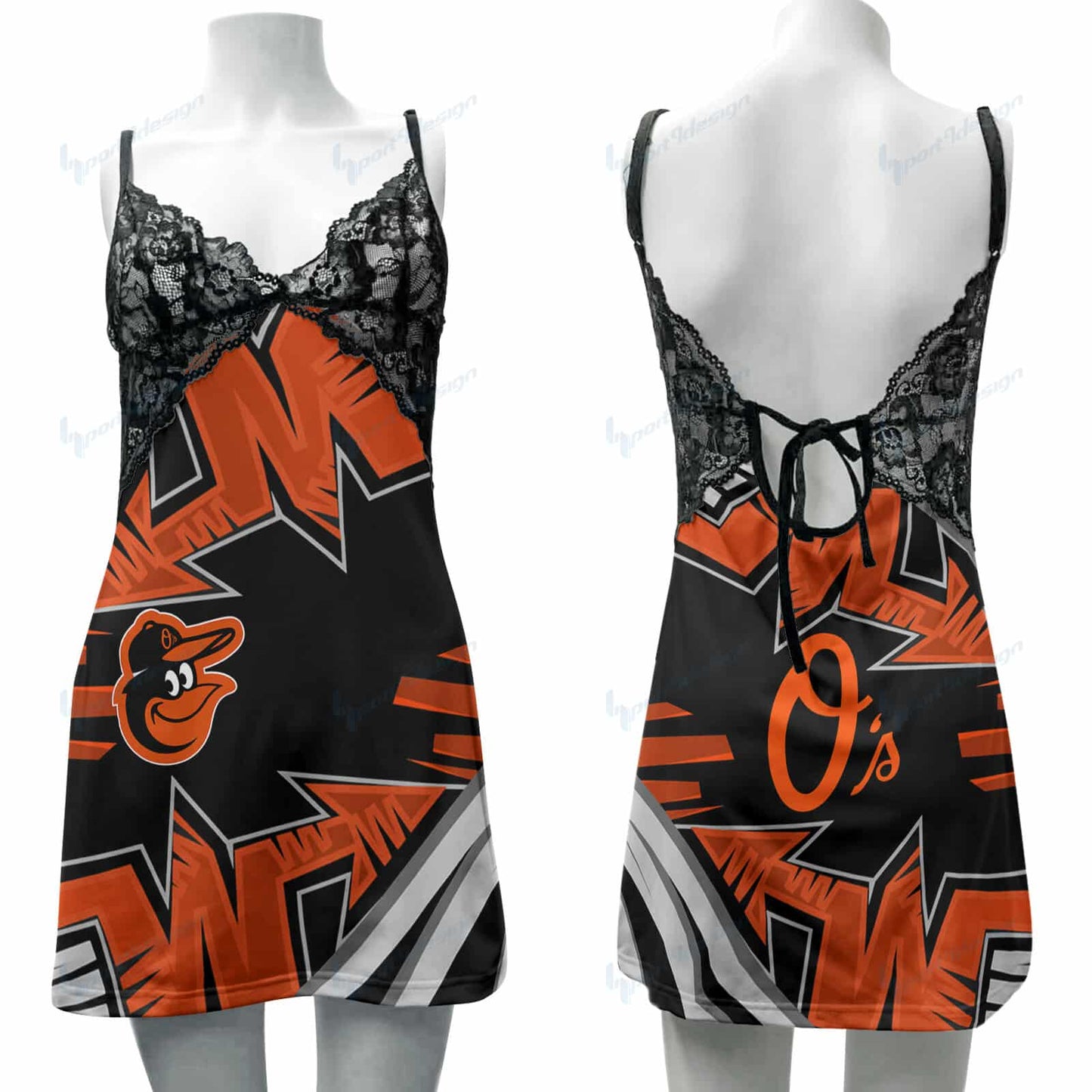 Baltimore Orioles Lace Back Strap Slip Dress 466