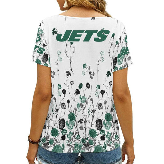 New York Jets Personalized V-neck Women T-shirt