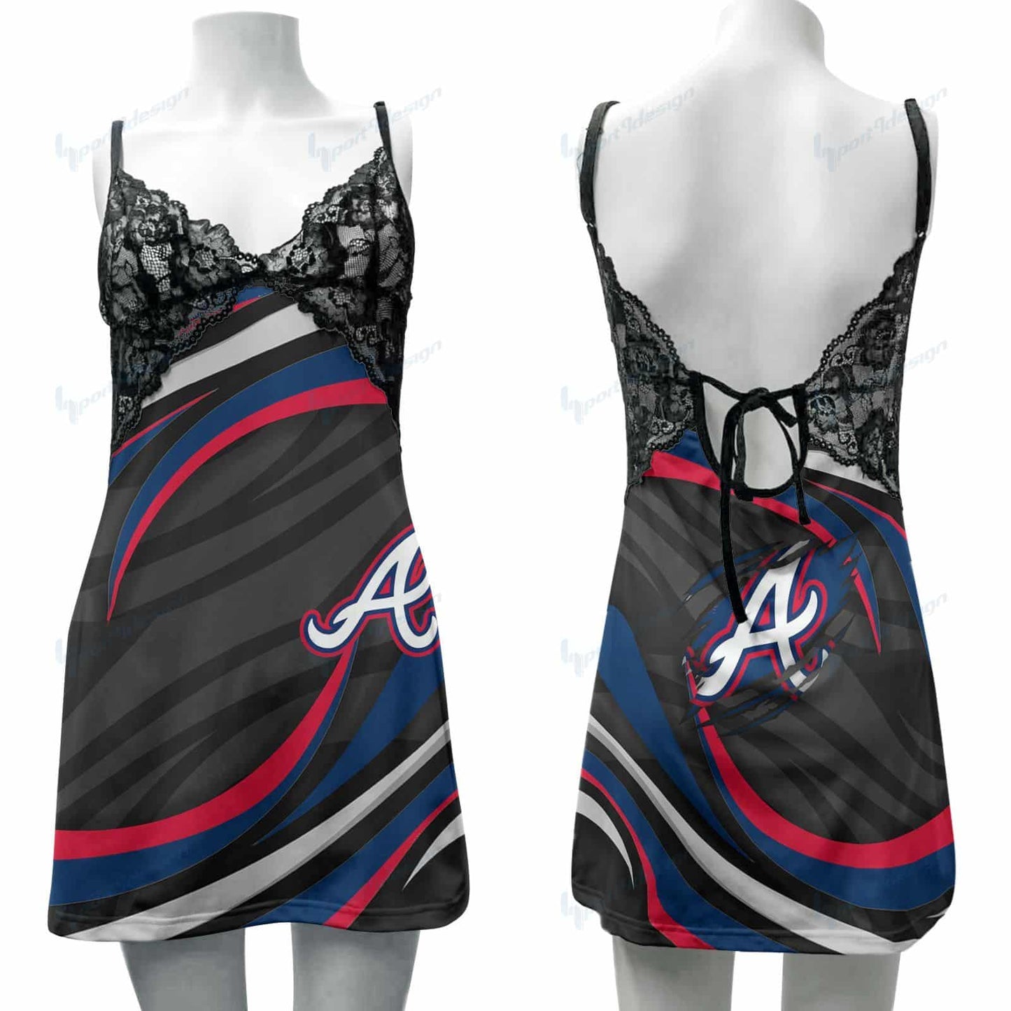 Atlanta Braves Lace Back Strap Slip Dress 240-2