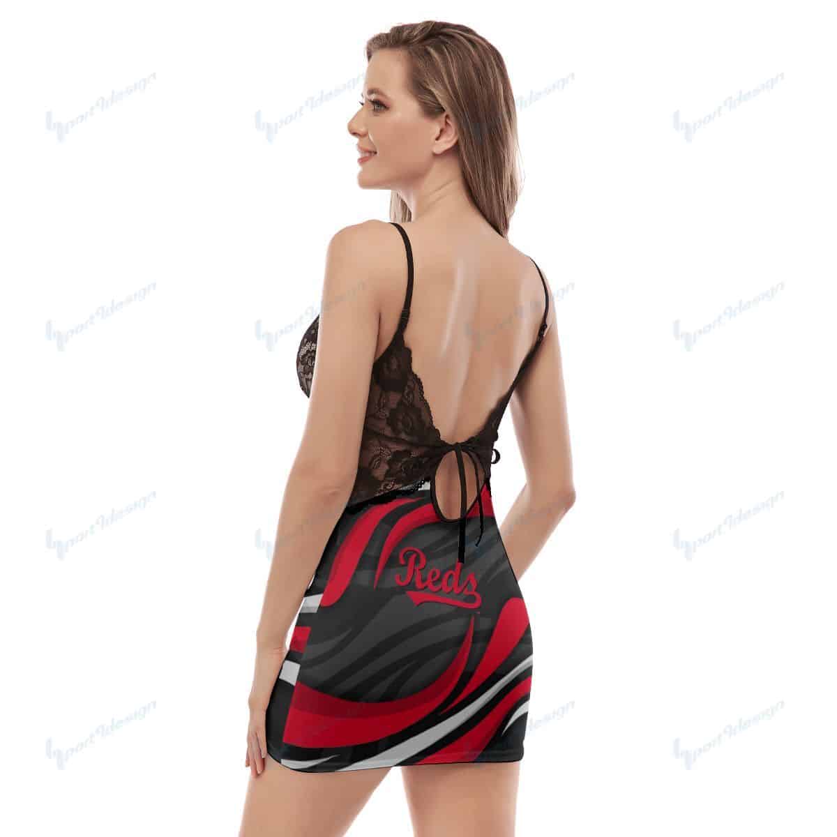 Cincinnati Reds Lace Back Strap Slip Dress 34-2