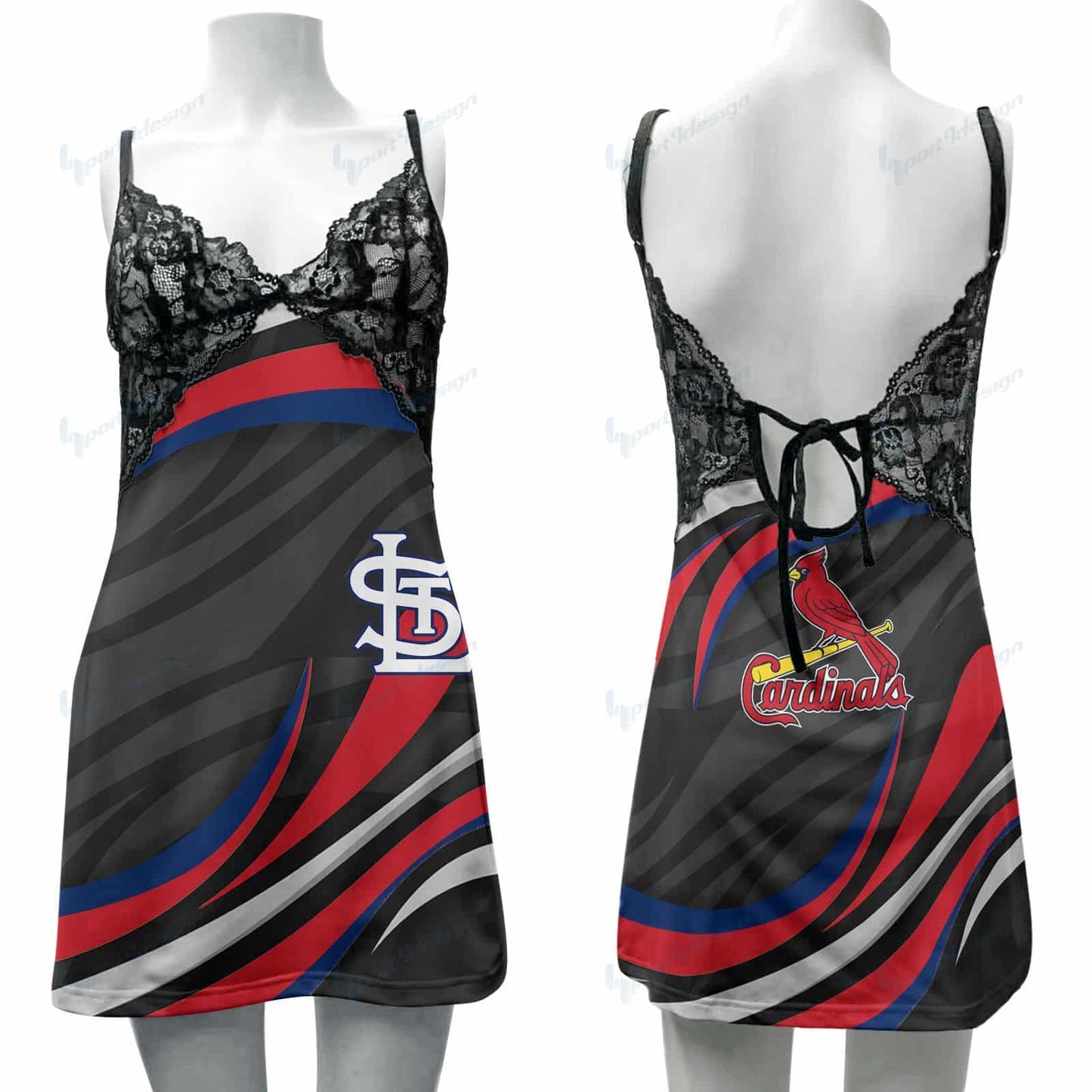 St. Louis Cardinals Lace Back Strap Slip Dress 39-2