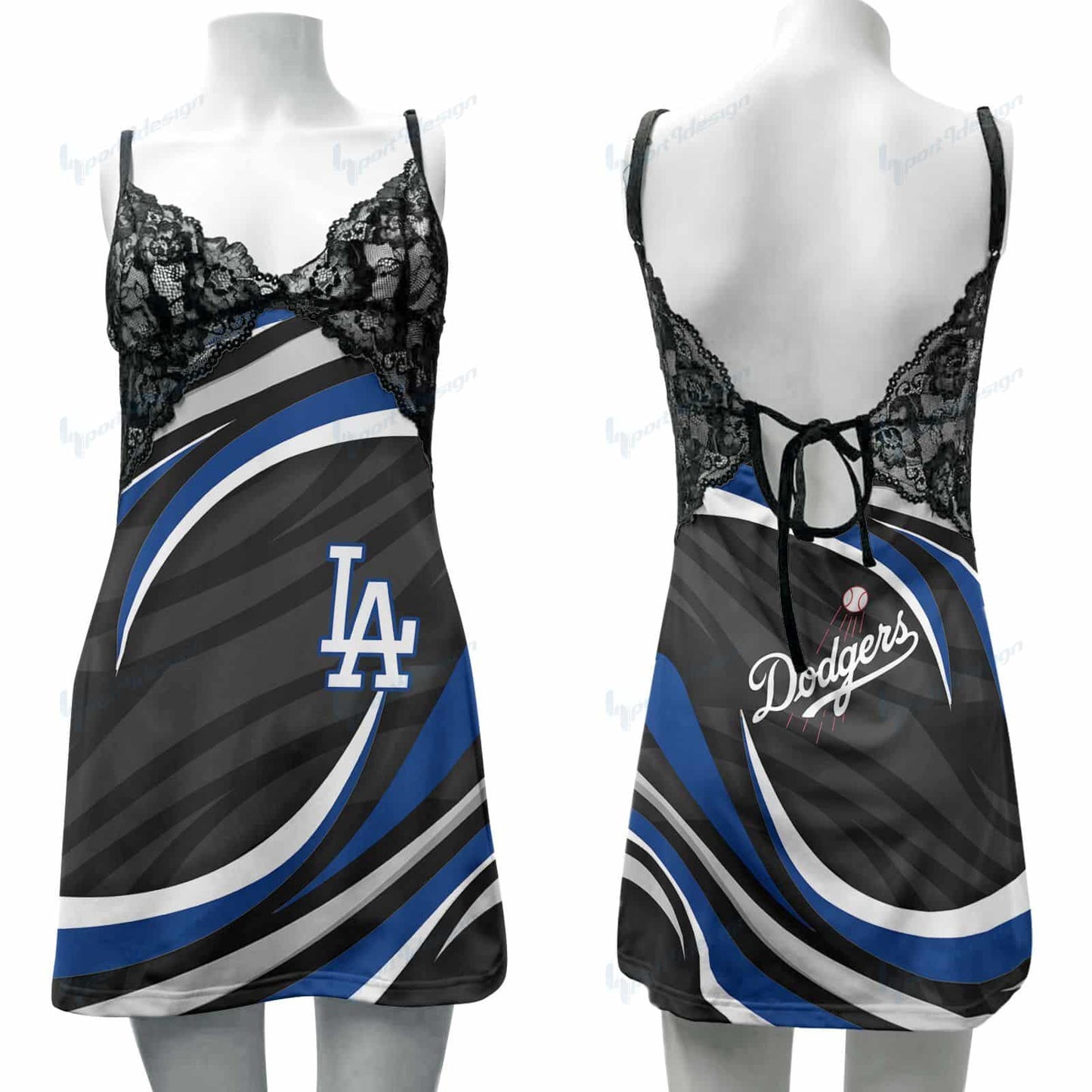 Los Angeles Dodgers Lace Back Strap Slip Dress 249-2