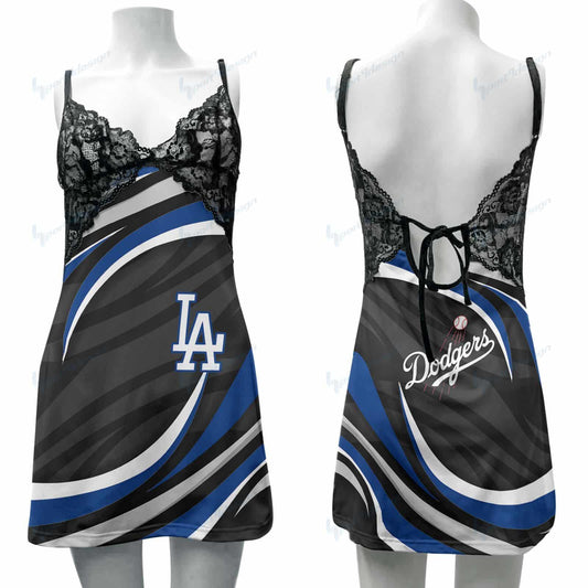 Los Angeles Dodgers Lace Back Strap Slip Dress 249-2