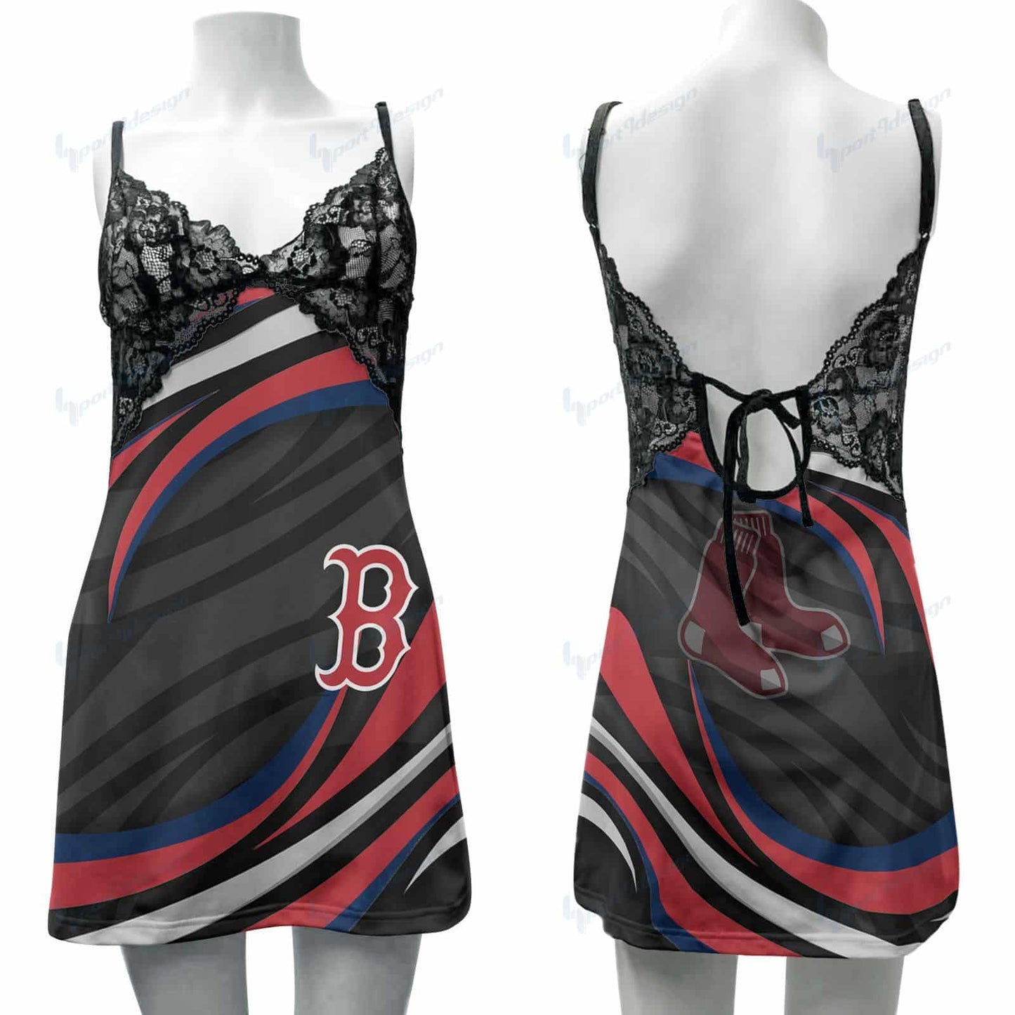 Boston Red Sox Lace Back Strap Slip Dress 244-1