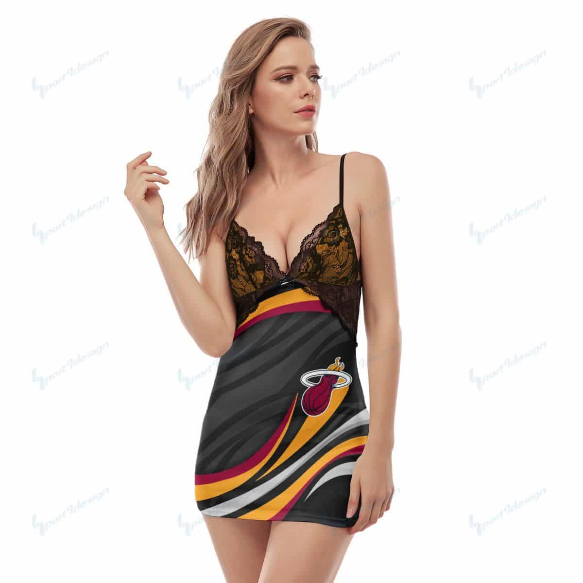 Miami Heat Lace Back Strap Slip Dress 44-2