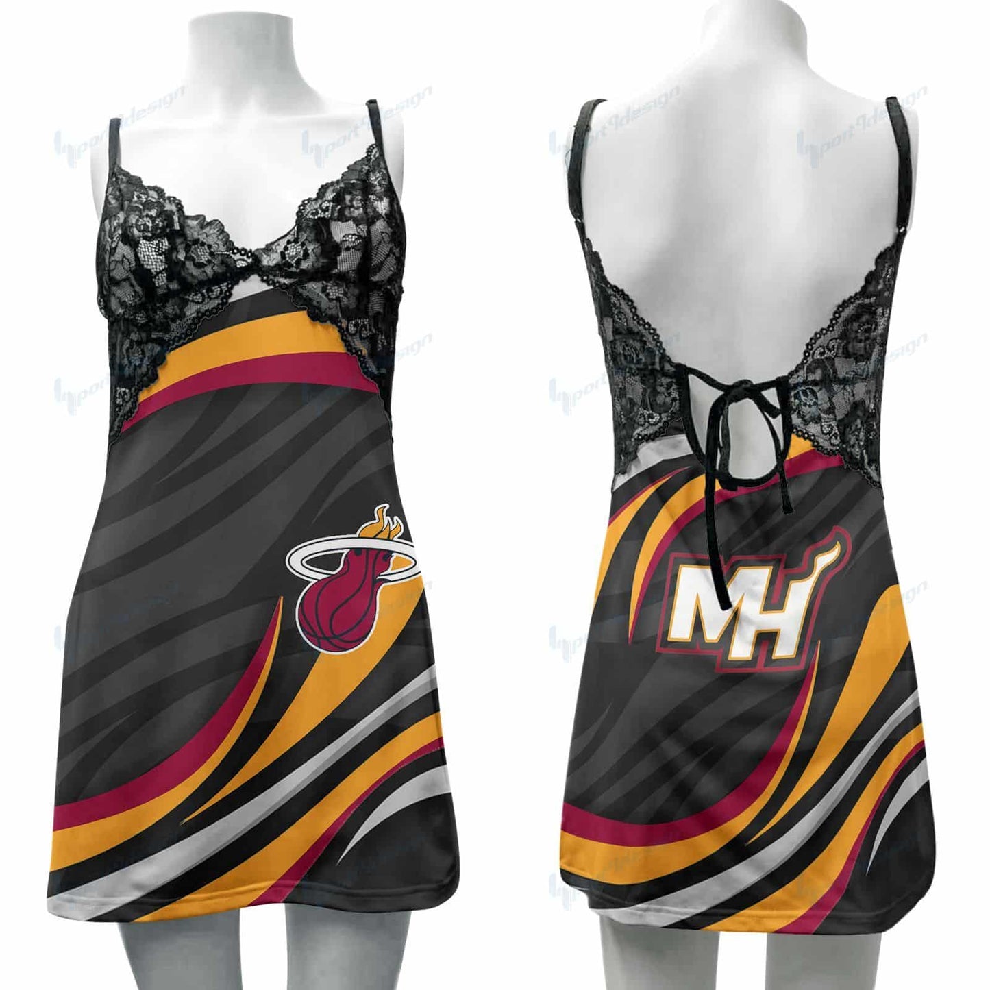 Miami Heat Lace Back Strap Slip Dress 44-2