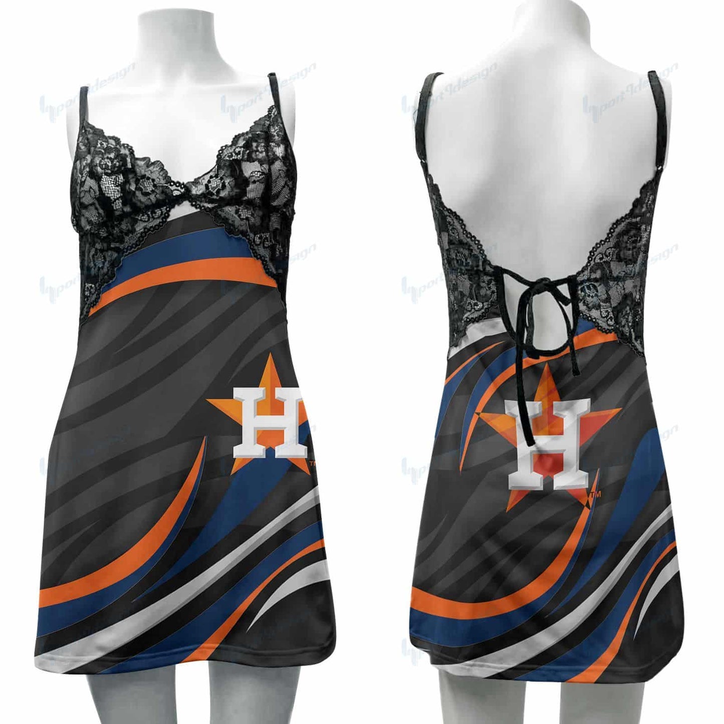 Houston Astros Lace Back Strap Slip Dress 35-2