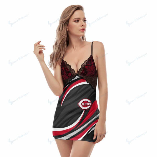 Cincinnati Reds Lace Back Strap Slip Dress 246-1