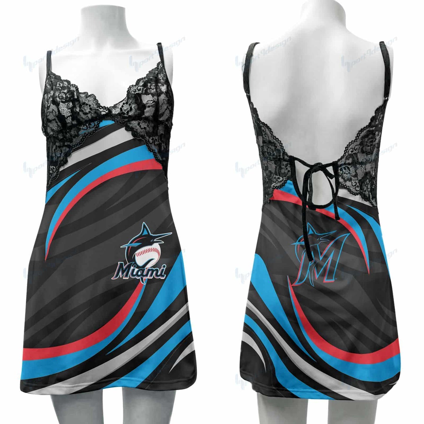 Miami Marlins Lace Back Strap Slip Dress 250-1