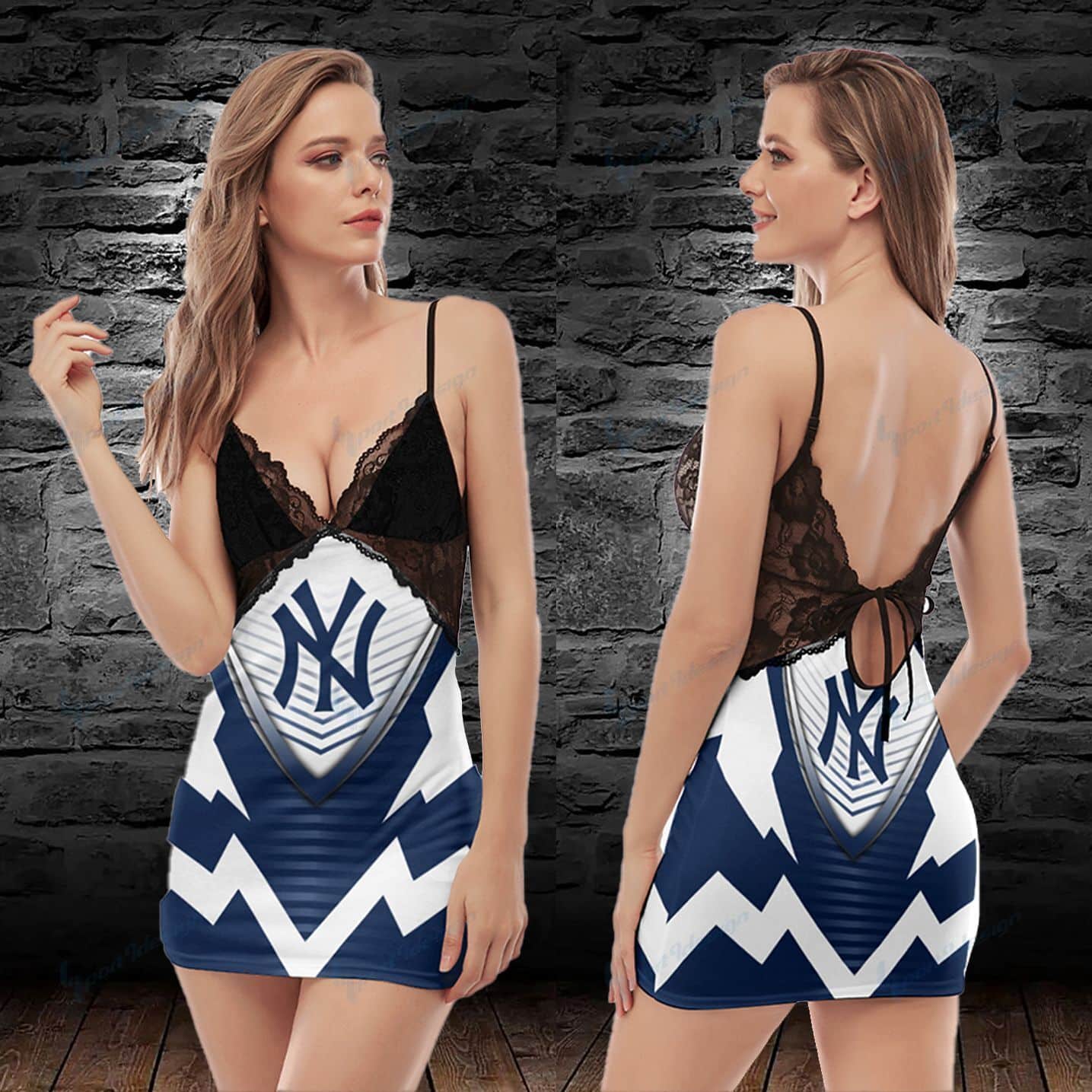New York Yankees Lace Back Strap Slip Dress 353