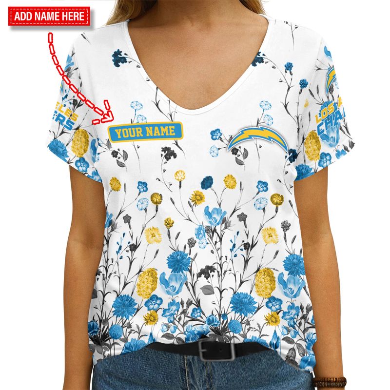 Los Angeles Chargers Personalized V-neck Women T-shirt