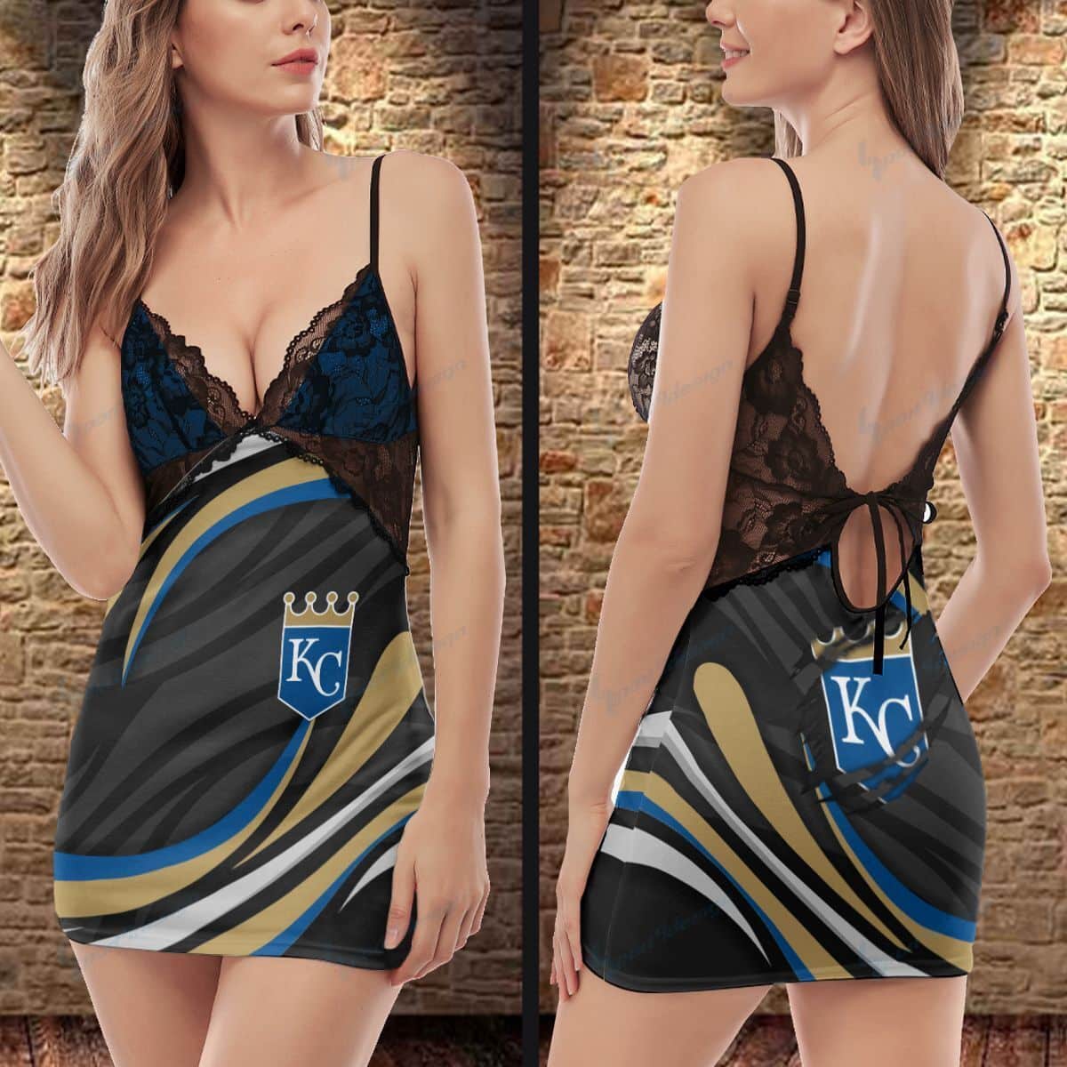 Kansas City Royals Lace Back Strap Slip Dress 248