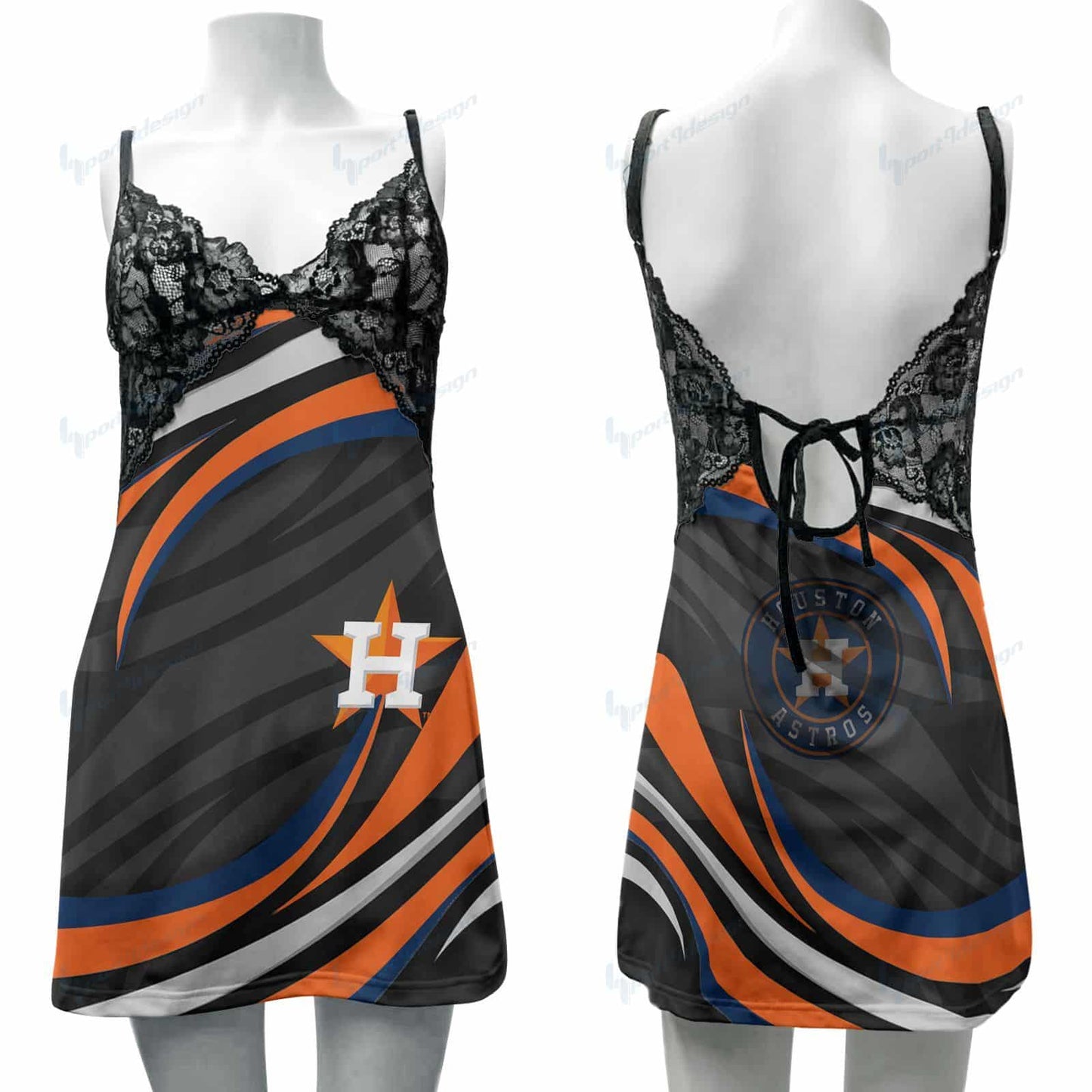Houston Astros Lace Back Strap Slip Dress 247