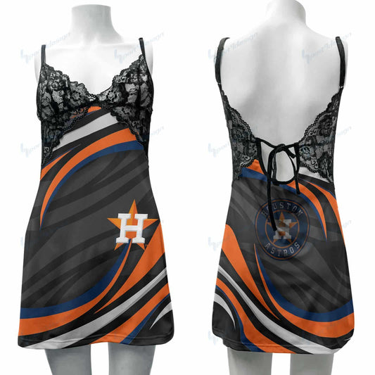 Houston Astros Lace Back Strap Slip Dress 247