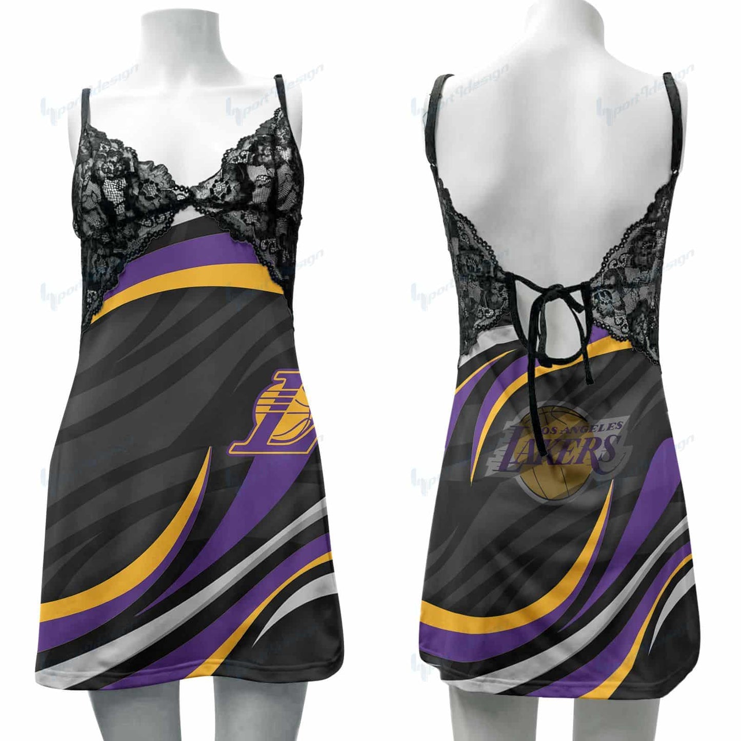 Los Angeles Lakers Lace Back Strap Slip Dress 48-1