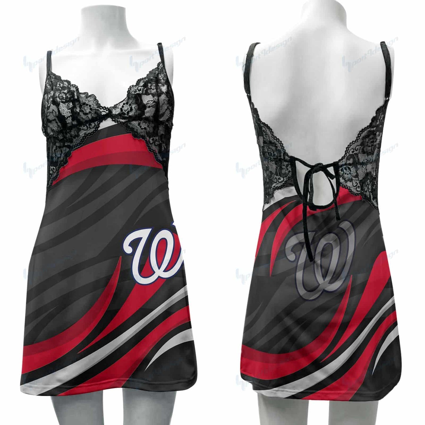 Washington Nationals Lace Back Strap Slip Dress 40-1