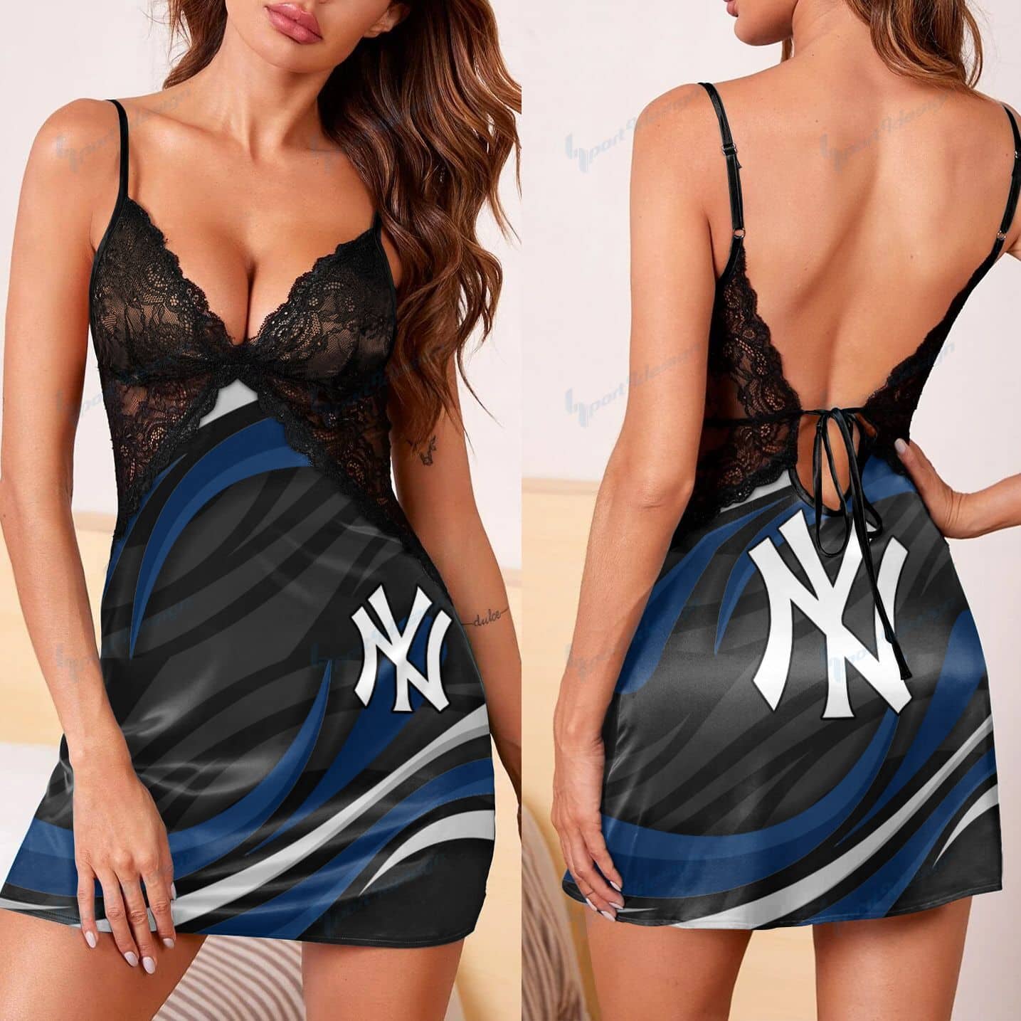New York Yankees Lace Back Strap Slip Dress 38-1