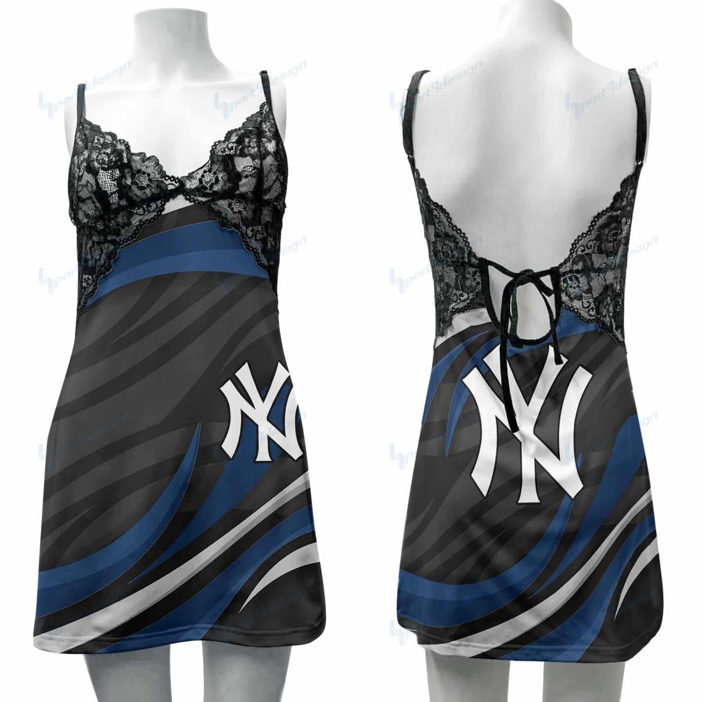 New York Yankees Lace Back Strap Slip Dress 38-1