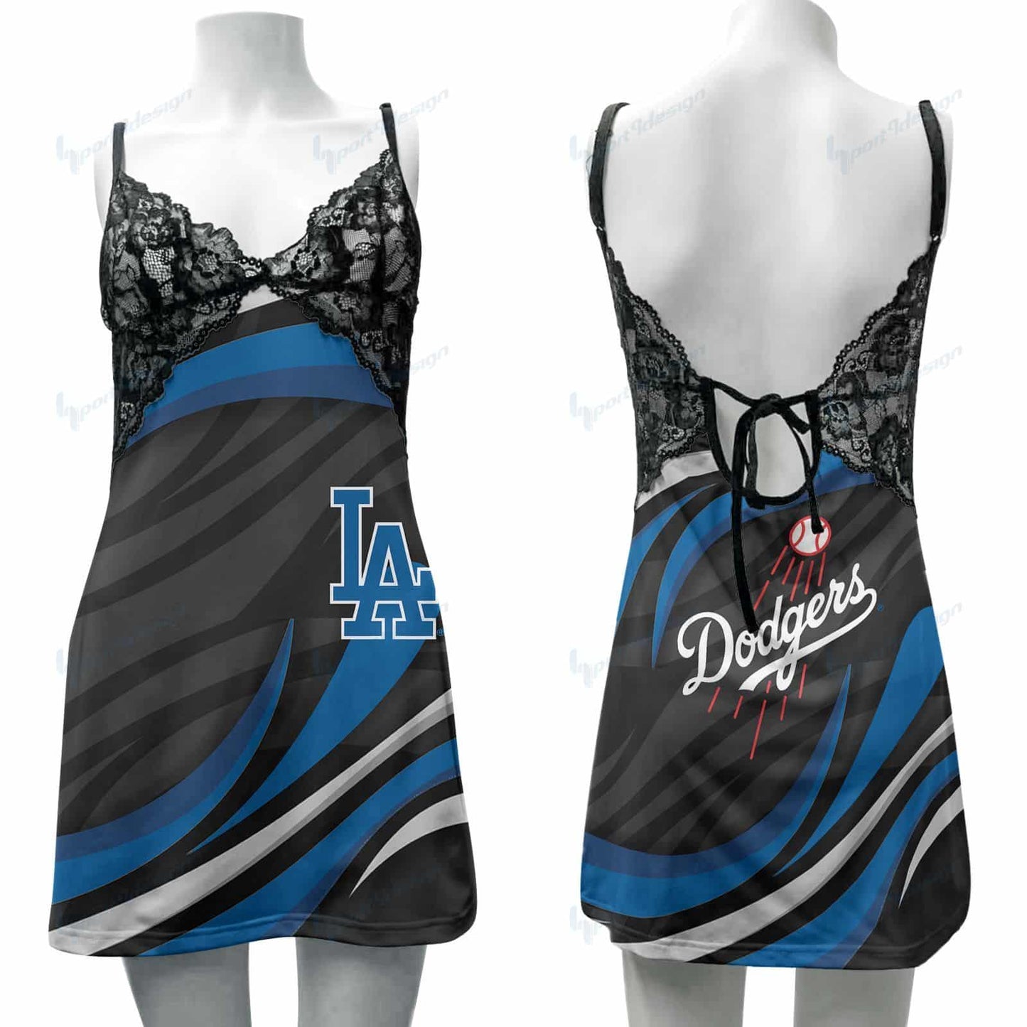Los Angeles Dodgers Lace Back Strap Slip Dress 36-1