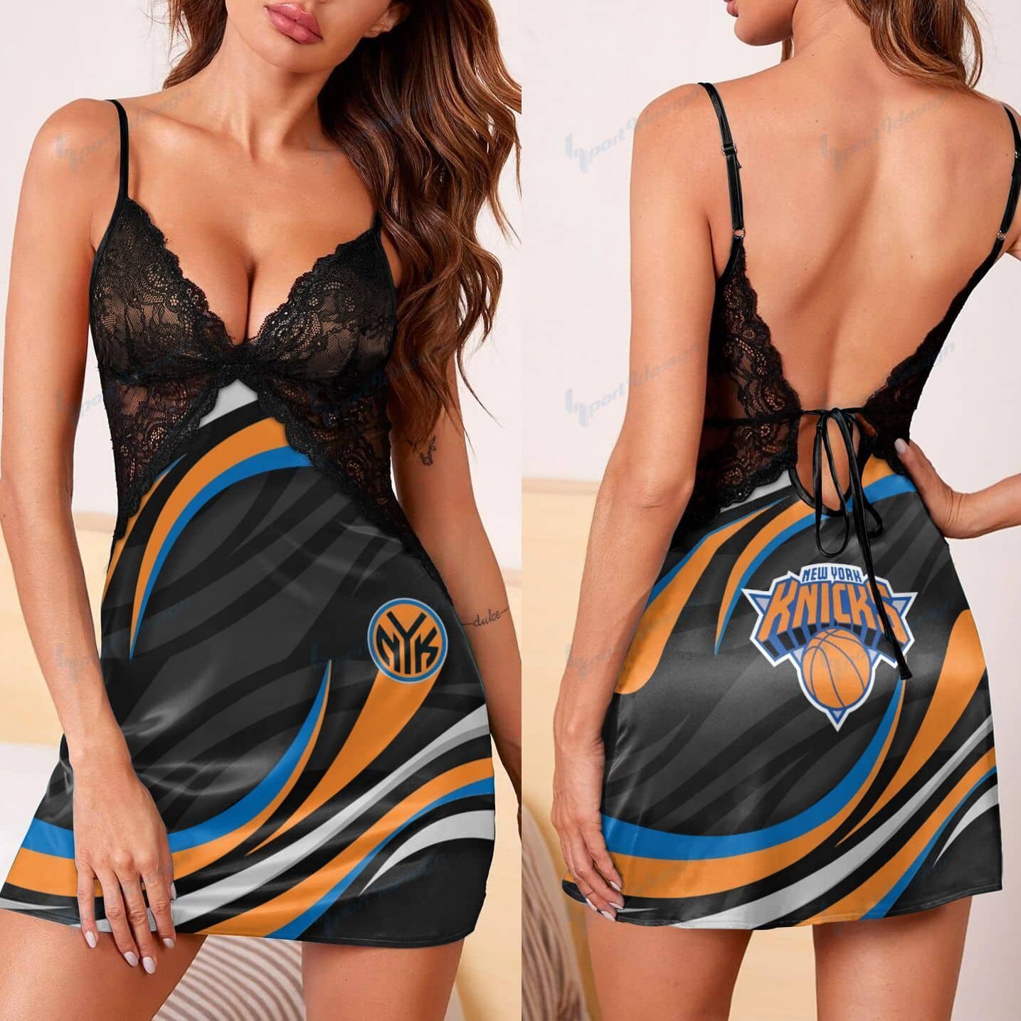 New York Knicks Lace Back Strap Slip Dress 46-1